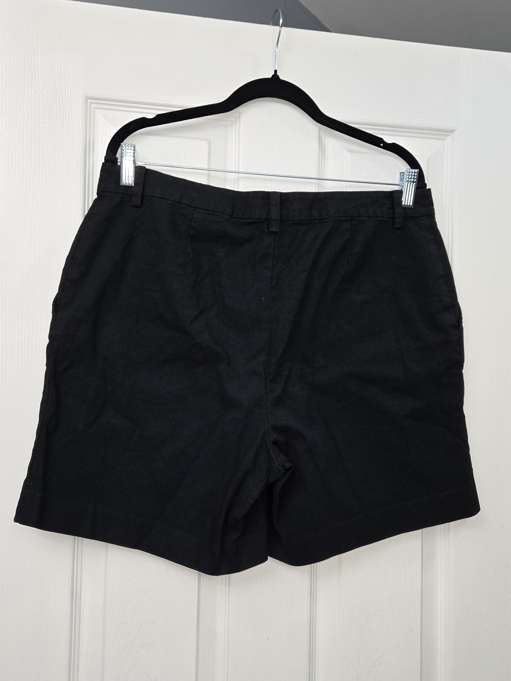 Lauren Ralph Lauren Womens Size 14 Black Textured Shorts Stretch Cotton Mid Rise - Picture 2 of 8